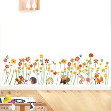 Colorful Flowers Girls Wall Stickers Large,Flowers Wall Decals Girl Room,Cute