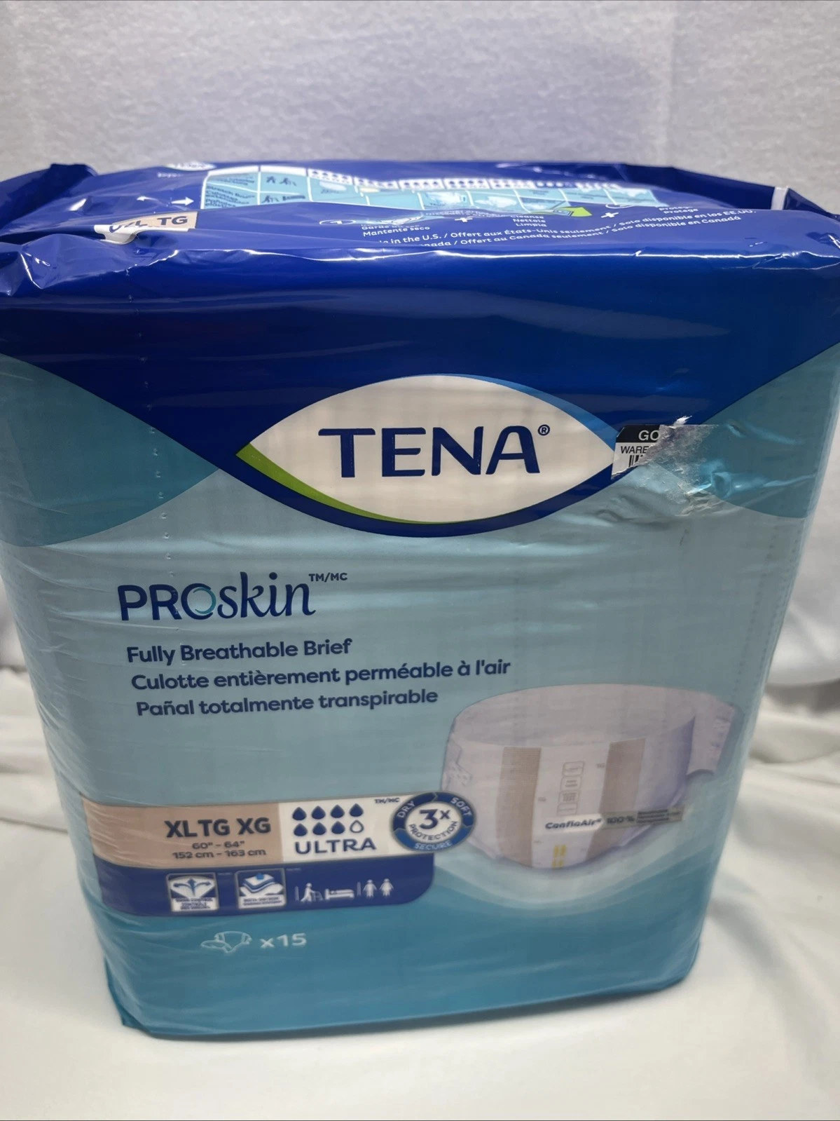 Tena Proskin Adult Diapers XL TG XG 68010 15 Per Pack, 3 Packs