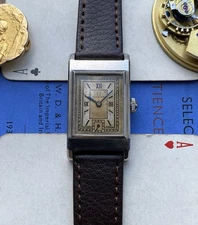 1935 Omega T17 Steel rectangular tank watch Roman Numeral sector dial