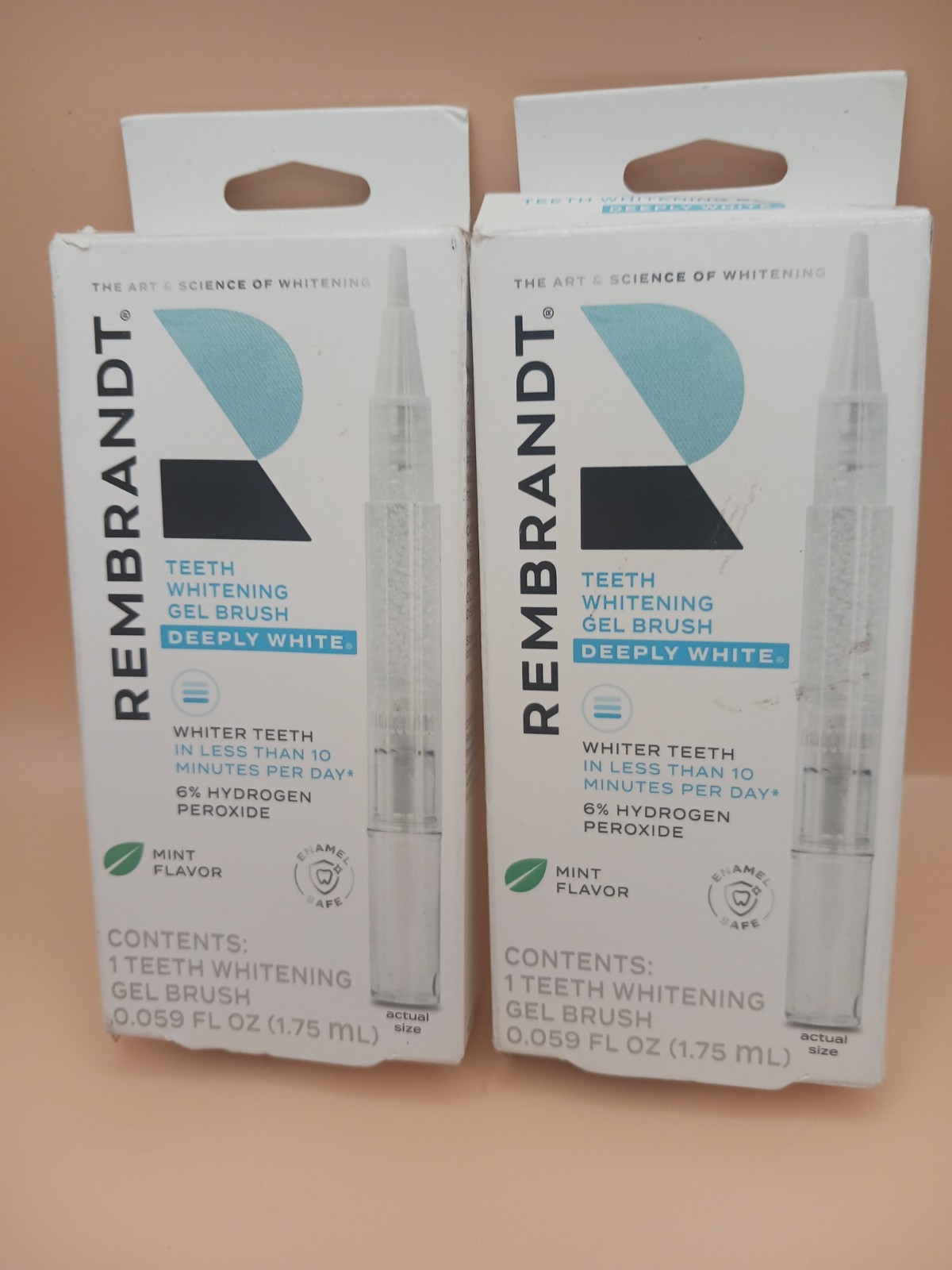 2pk Rembrandt Teeth Whitening Gel Brush Mint Flavor Exp 11/2