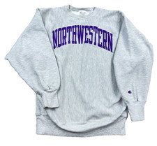 Vintage 90s Champion Reverse Weave Northwestern University Grey Sweatshirt Sz XL