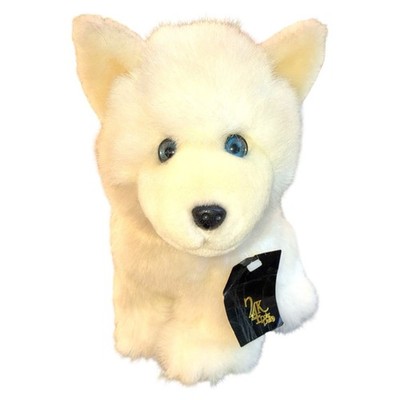 24K Polar Puff White Wolf Plush Samoyed Husky Dog 9 In Vintage 1992 Blue Eyes