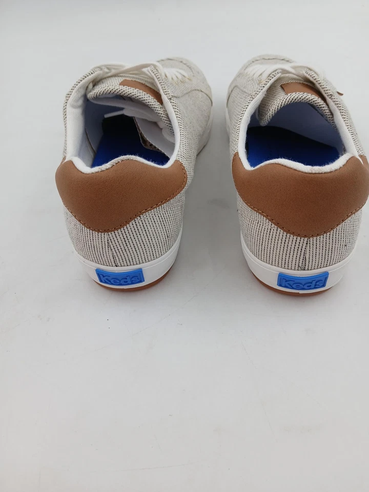 Keds Shoes Womens Size 9 Beige Stripe Canvas Lace Up Sneakers Comfort Casual - Image 4 of 4