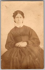 Antique CDV Circa 1860s Lady In Dress With Braided Hair Unmarked
