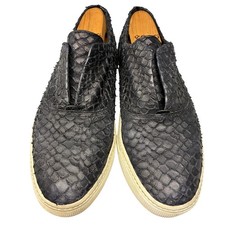 Vince Blair Snakeskin Slip On Women's 7.5 Black Leather Platform Luxe Sneaker
