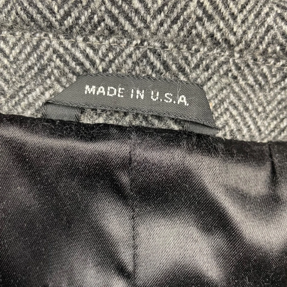 Stafford Men’s Wool Blend 3-Button Overcoat Gray Herringbone • USA • 42L US - Image 3 of 4