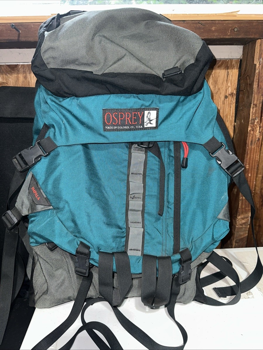 old osprey backpacks Vintage Osprey Made In Dolores. Co., USA Impala Backpack Green/black/gray  Size S