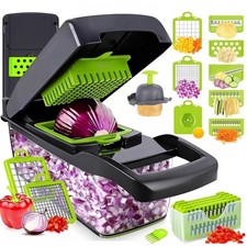 Vegetable Chopper , Mandoline Slicer – 7 Stainless Steel Blades for Onion, Po...