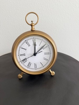 Pottery Barn Pocket Watch Desk Clock, Medium Brass Finish, Easel Stand