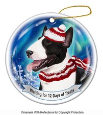 Bull Terrier Northern Lights Twelve Days of Treats Holiday Ornament