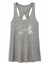 Under Armour HeatGear Women&rsquo;s M Gray Heathered Racerback Tank Loose Poly Gym