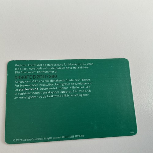 Starbucks Karte Card Norway Norwegen Coffee Cups Tasse Grün Green Neu New - Bild 2 von 2