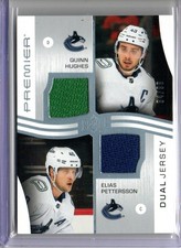 2023-24 Upper Deck Premier Hughes/Pettersson Dual Jersey #PD-QHEP 64/99 Canucks