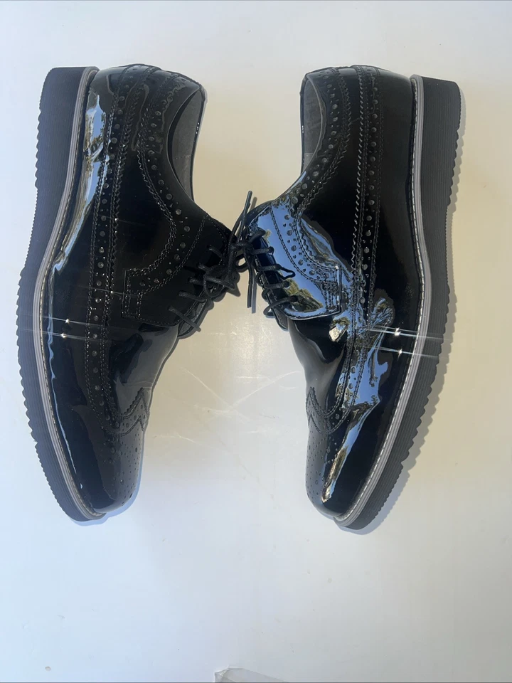  Men’s Size 12 Patent Leather Wingtip Brogue Fast Ship High‑Gloss Shine, Black - Image 4 of 4