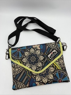 KAVU Floral Blue Multi Luminous Satchel Crossbody Adjustable Shoulder Bag Purse