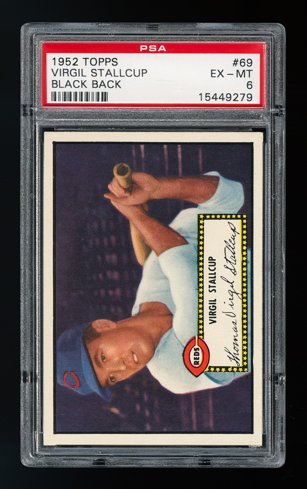 1952 Topps #69 Virgil Stallcup (Black Back) - PSA 6 - Well Centered!