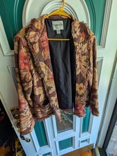 VINTAGE Chicos Tapestry Jacket Women Size 2 Floral Silk Boho Hippy 90s Y2K
