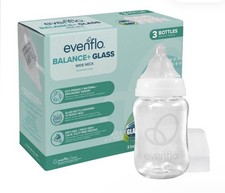 Evenflo Balance Wide Neck Glass Bottles, 6 Fl oz, 3 Pack