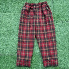VTG Pendleton Women  s Plaid Red Straight 100 Virgin Wool Trousers Pants Size 12