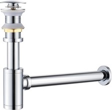 Bathroom Basin Sink Waste P-Trap Drain Kit, Adjustable Bottle Trap with Pop U...