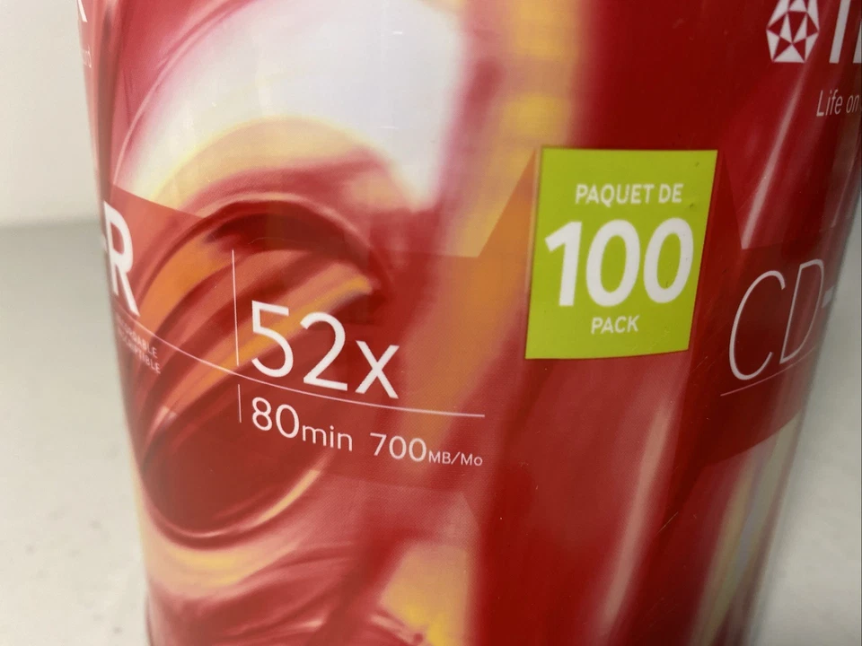 TDK CD-R Spindle 100 pack 700 mb 52x 80 min Recordable FACTORY SEALED *NEW* - Image 4 of 4