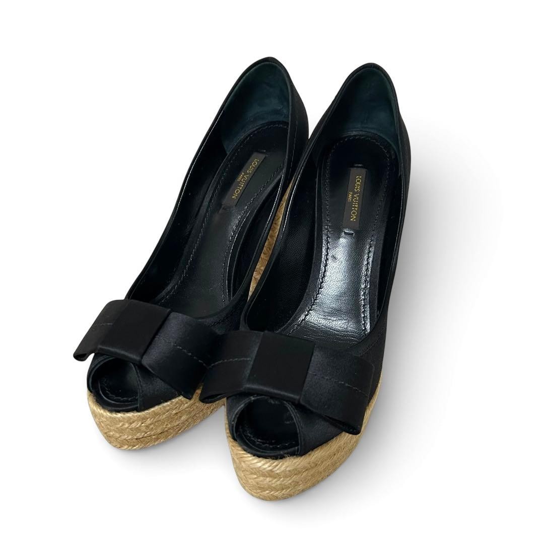 LOUIS VUITTON Pumps Heel Satin Black EU36.5/US6.5 120388c thumbnail 3