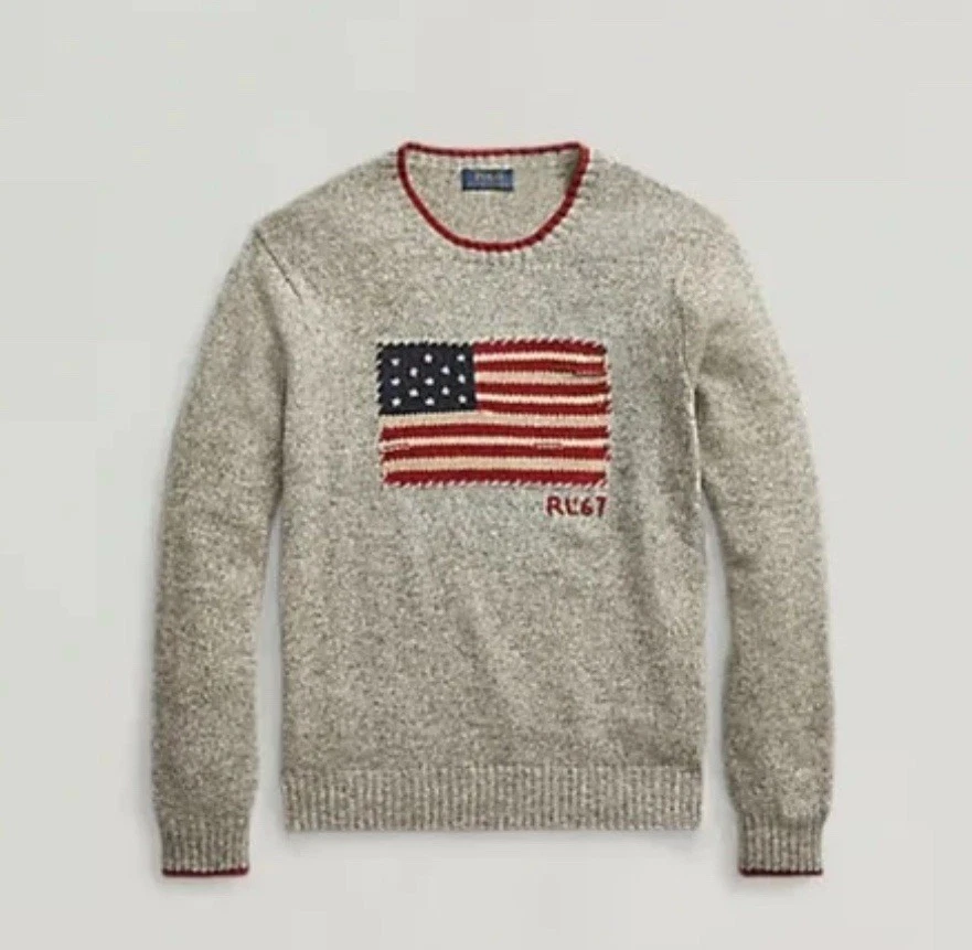 Polo Ralph Lauren Marled Flag Wool Knit Sweater Sportsman Snow Beach $268 NEW - Image 2 of 4