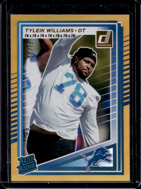 2025 Panini Donruss Tyleik Williams Rated Rookie Jersey Number RC #/78 Lions