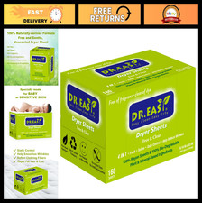 160 Ct Plant-Based Dryer Sheets for Sensitive Skin - Unscented, No Dyes, Static