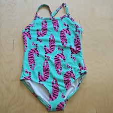 NWT HANNA ANDERSSON CROSS BACK TIGERS GREEN ONE PIECE SWIMSUIT 140 10