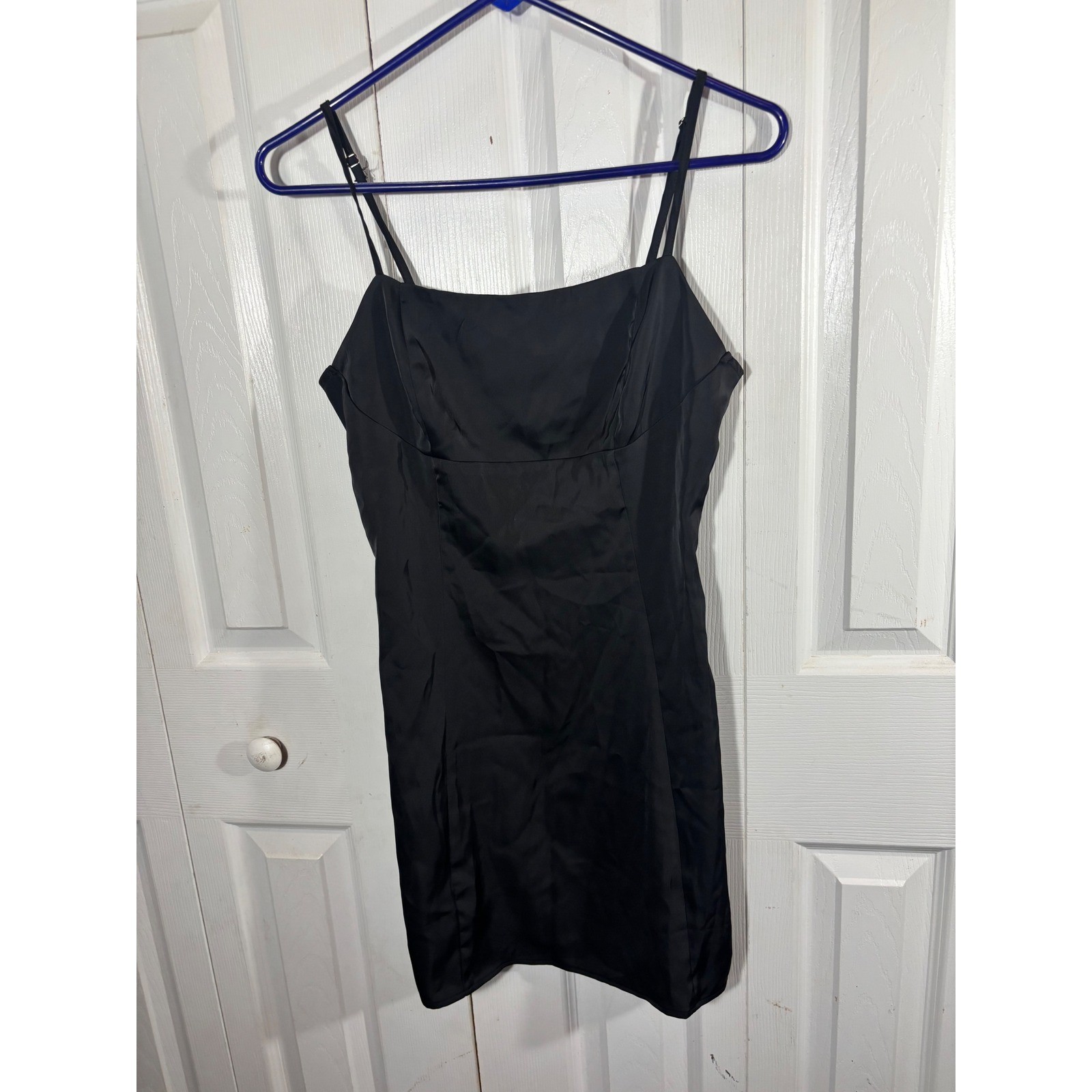 Forever 21 Black Satin Spaghetti Strap Mini Dress Size S