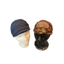 Boho Cotton Headbands Headwraps Organic Tie Dye Brown Striped Blue 2pc Hippie