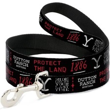 Dog Leash YELLOWSTONE Dutton Ranch 1886 Icons Black/White/Red