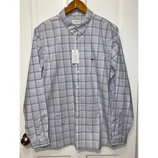 NEW Lacoste Mens Slim Fit Button Down Shirt Phoenix Blue Plaid CH5006 XL/2XL