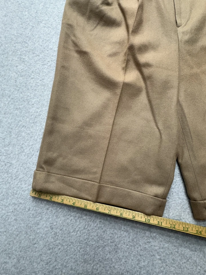 Shorts Crazy Horse Feminino 11/12 Mistura de Lã Plissado Cintura Alta Feito na Itália Novo com etiquetas - Imagem 4 de 4