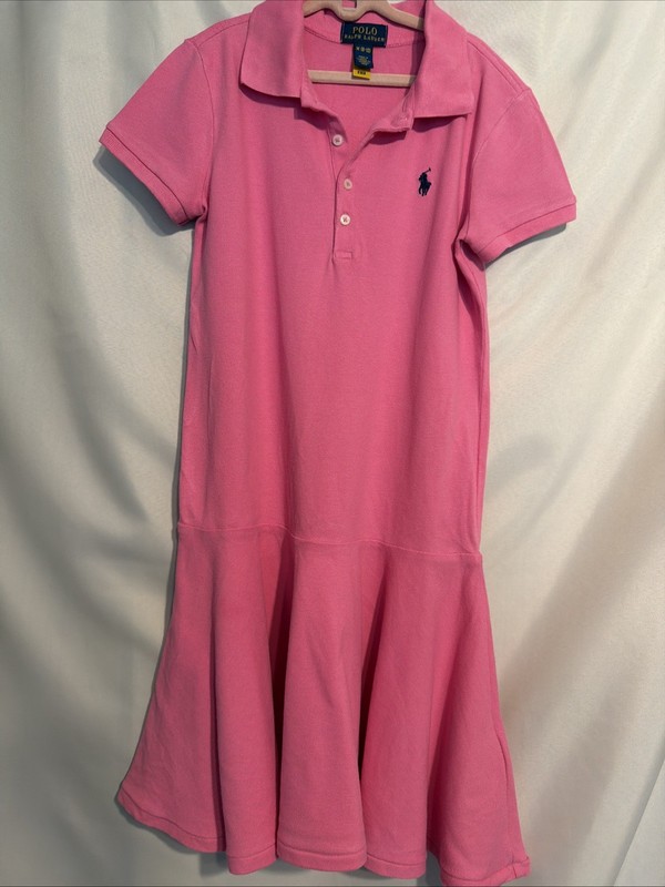 Polo Ralph Lauren Polo Dress Girls Size M 8/10 Pink Short Sleeve Tennis Golf