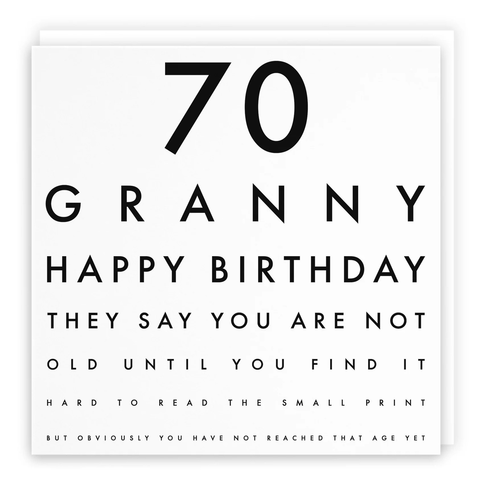 70th Granny Funny Eye Sight Birthday Card Letters
