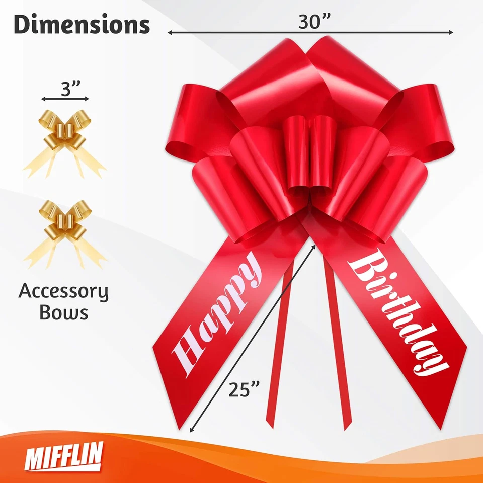 - США Happy день рождения бант - матовый красный, 30 дюймов - бабочка формы гигантский подарок бант fo - Изображение 2 из 4