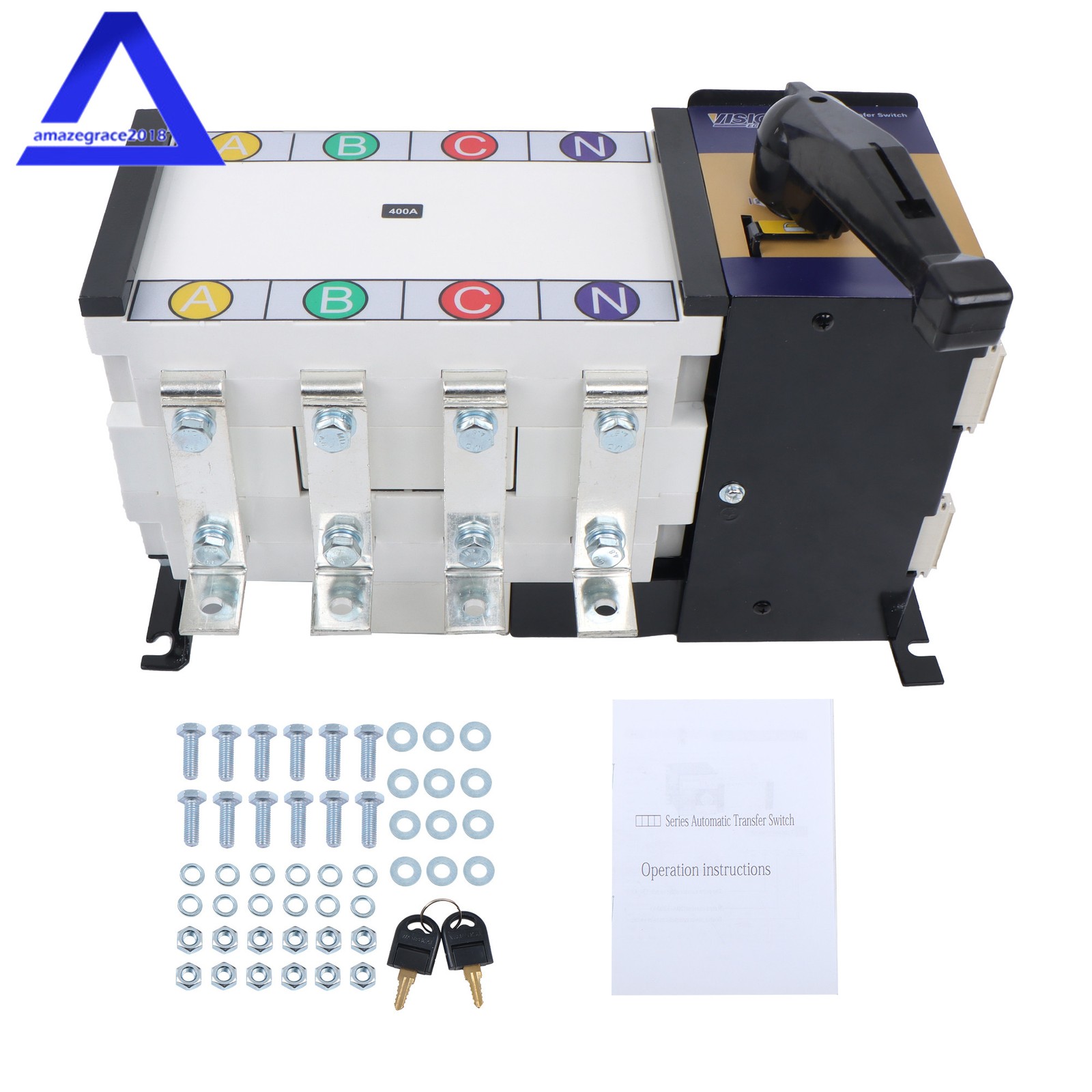 1PC Industrial Automatic Transfer Switch 400A 4P 110/220V Gr