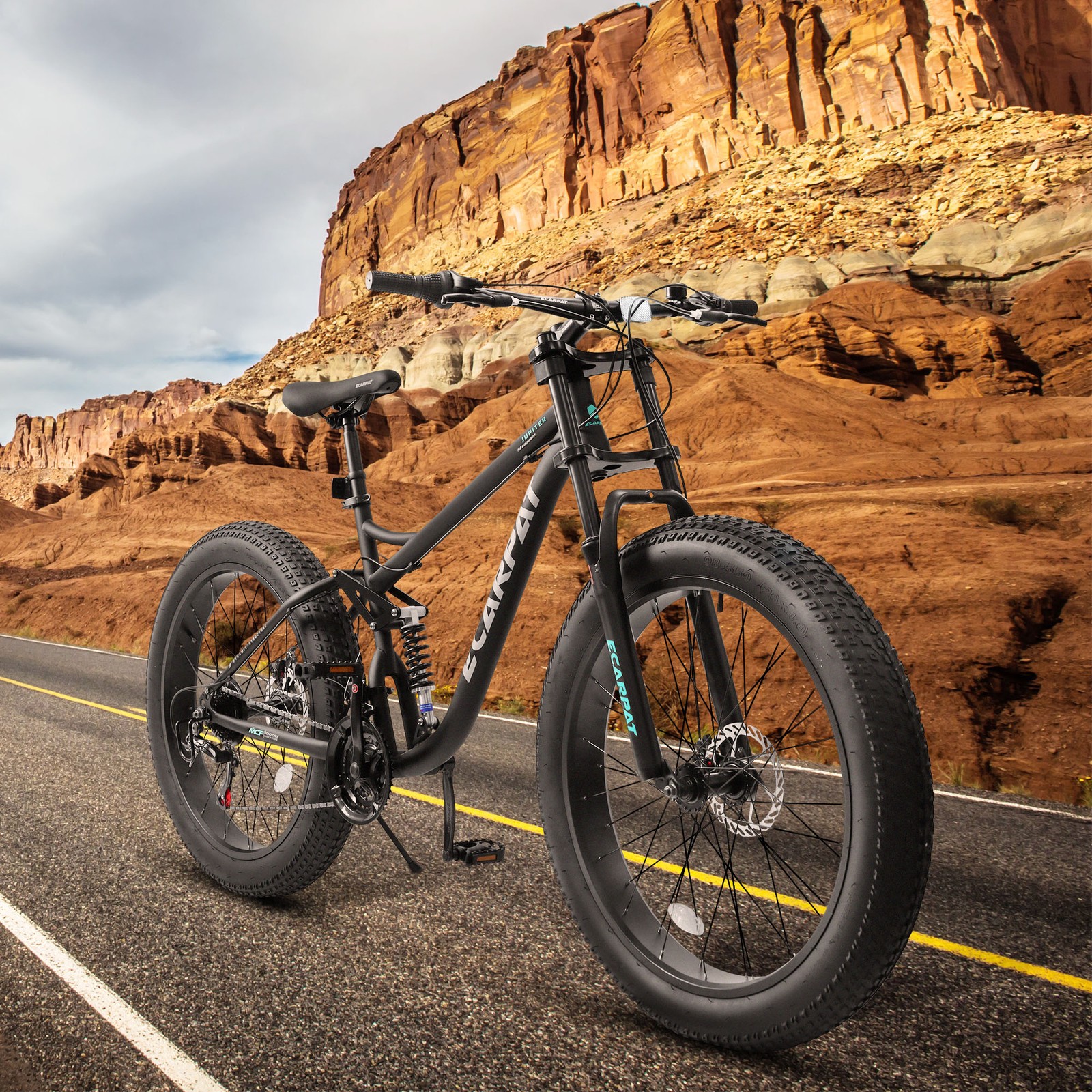 26 Inch Mountain Bike,Full-Suspension 21 Speeds Drivetrain With Disc-Brake Bicyc