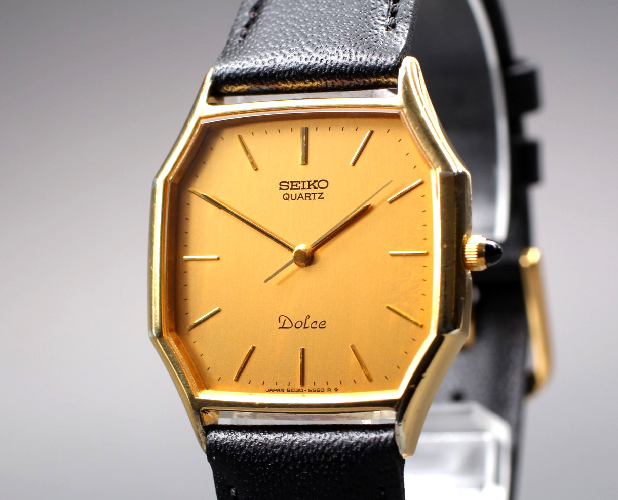 Watch 30ｍｍ MINT] Seiko Dial Qz Men`s Gold Vintage 6030-5500 [Near Octagon Dolce - vintagewatches.pk