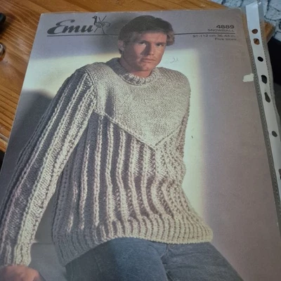 EMU 4889 HERREN VINTAGE STRICKMUSTER PULLOVER 36-44" - Bild 1 von 2