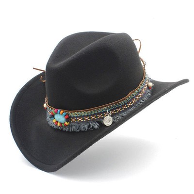 Kinder Filz Cowboyhut Western Cowboyhut mit Quaste Gürtel für Kinder Mädchen Jun