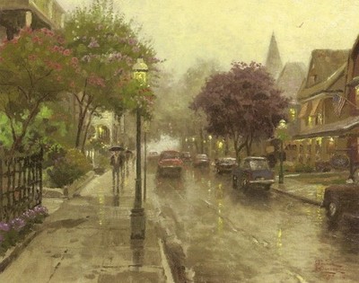 Thomas Kinkade Jackson St 600 Kunstdruck Poster Leinwand Wanddeko gerahmt Premium