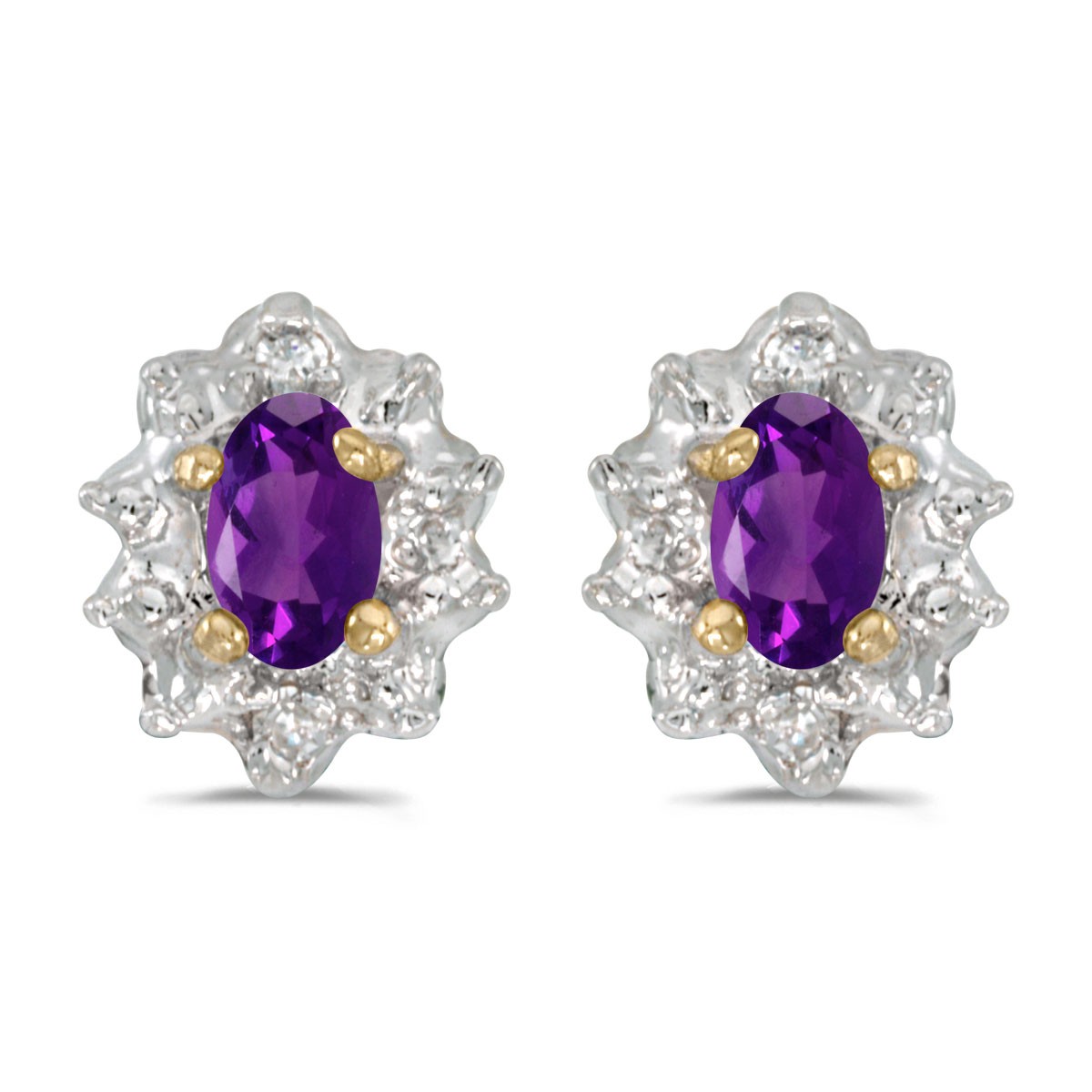 LXR 10k Gelbgold Oval Amethyst und Diamant Ohrringe 036 ct 107490₽