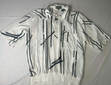 Vintage Alan Stuart Short-Sleeve Polo-Style Shirt 1/4 Button 100 Rayon Large