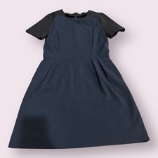 Madewell Gallerist Ponte Dress Women 6 Navy Black Colorblock Ribbed Short Sleeve