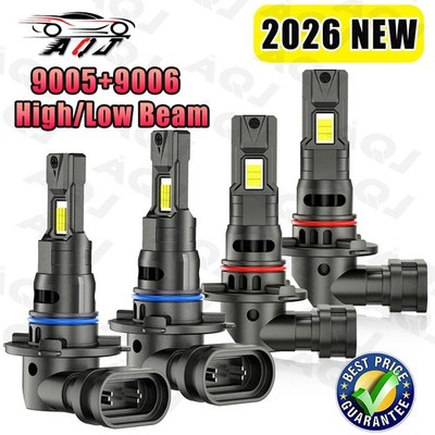 For Toyota Sienna 2004-2010 6000K 4x 9005 9006 LED Headlight Bulbs Hi-Low Beam