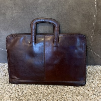 VTG Wilsons Leather Studio Brown Leather Briefcase 16  Bag Dual Handles