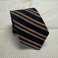 Vintage 80s Brooks Brothers Makers Blue Red Tan Stripe Necktie Repp Tie read